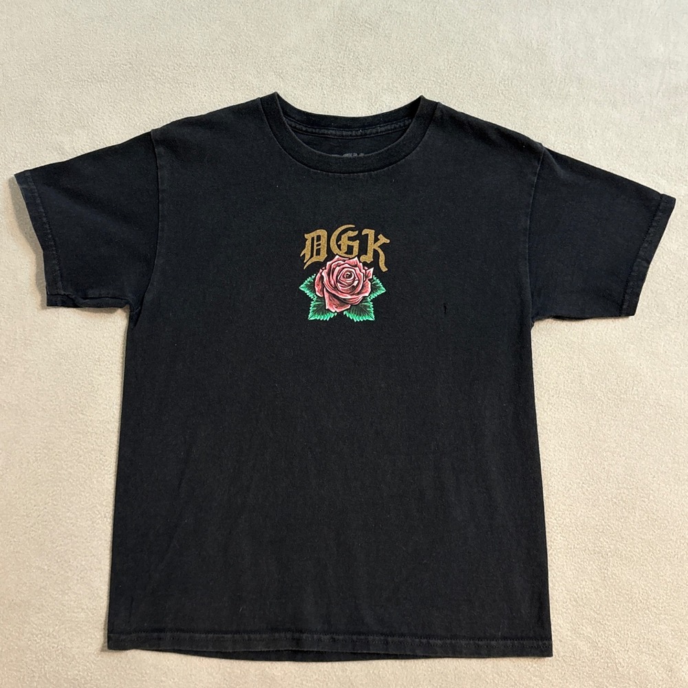 Retro DGK Graphic T-Shirt Rose and Virgin Mary Black Men's Streetwear Skate - Picture 2 of 8